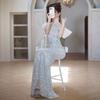 Cheongsam Evening Dress Women's   New Engagement Annual Meeting Light Luxury Niche Host Sequined Waist Fishtail Dress Skirt