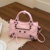 New Rivet Motorcycle Handbag: Trendy French Retro High-End Shoulder & Crossbody Pillow Bag