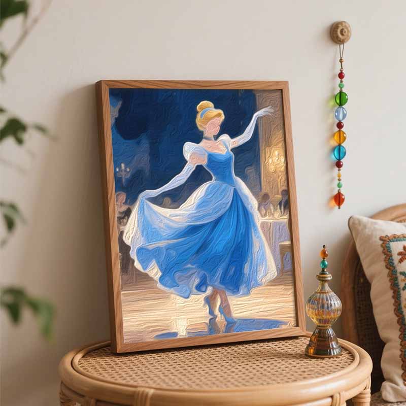 Disney Cinderella Oil Painting Art Set Handmade Diy Gift Home Decoration Ballroom Dance Princess Elegant Design Wall Art Decor