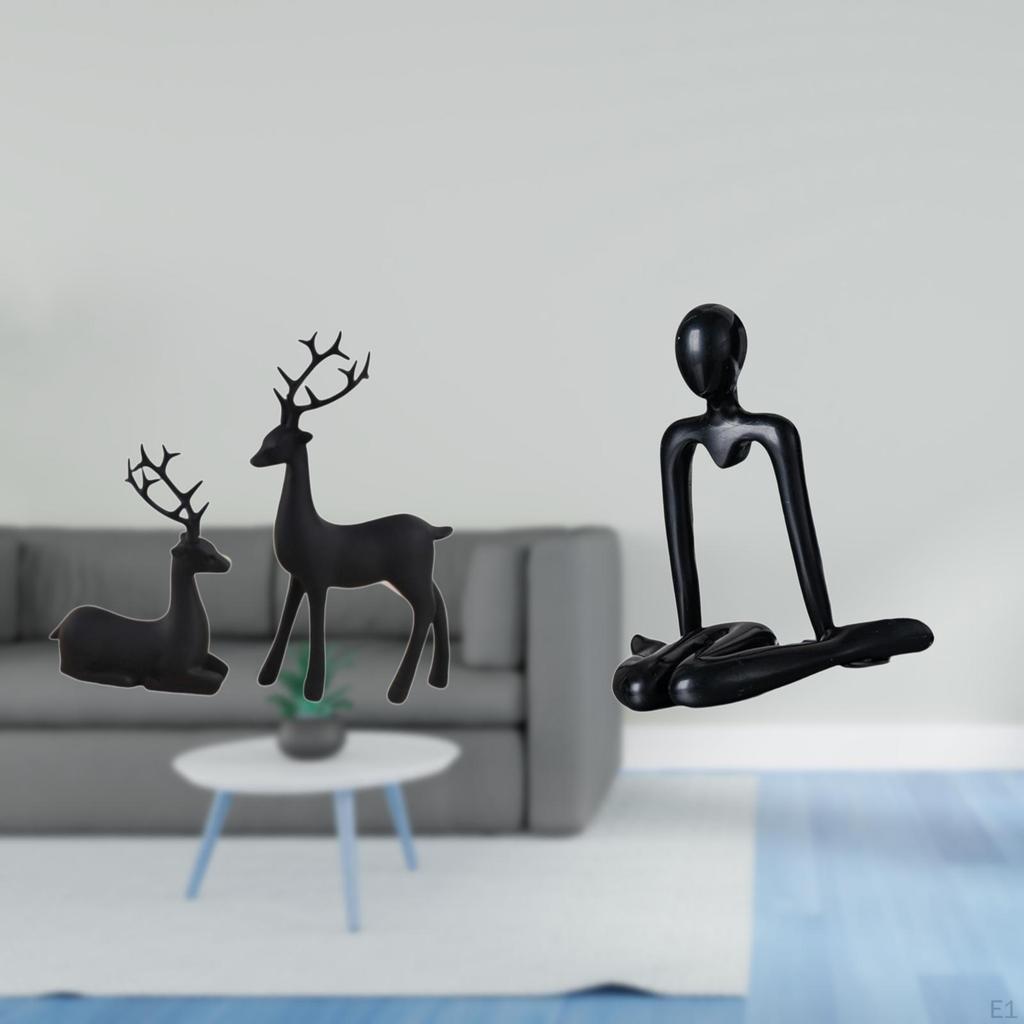 Thinker Resin Reindeer Abstract Sculpture Decorative Figurine Tabletop Ornament Animal Statue for