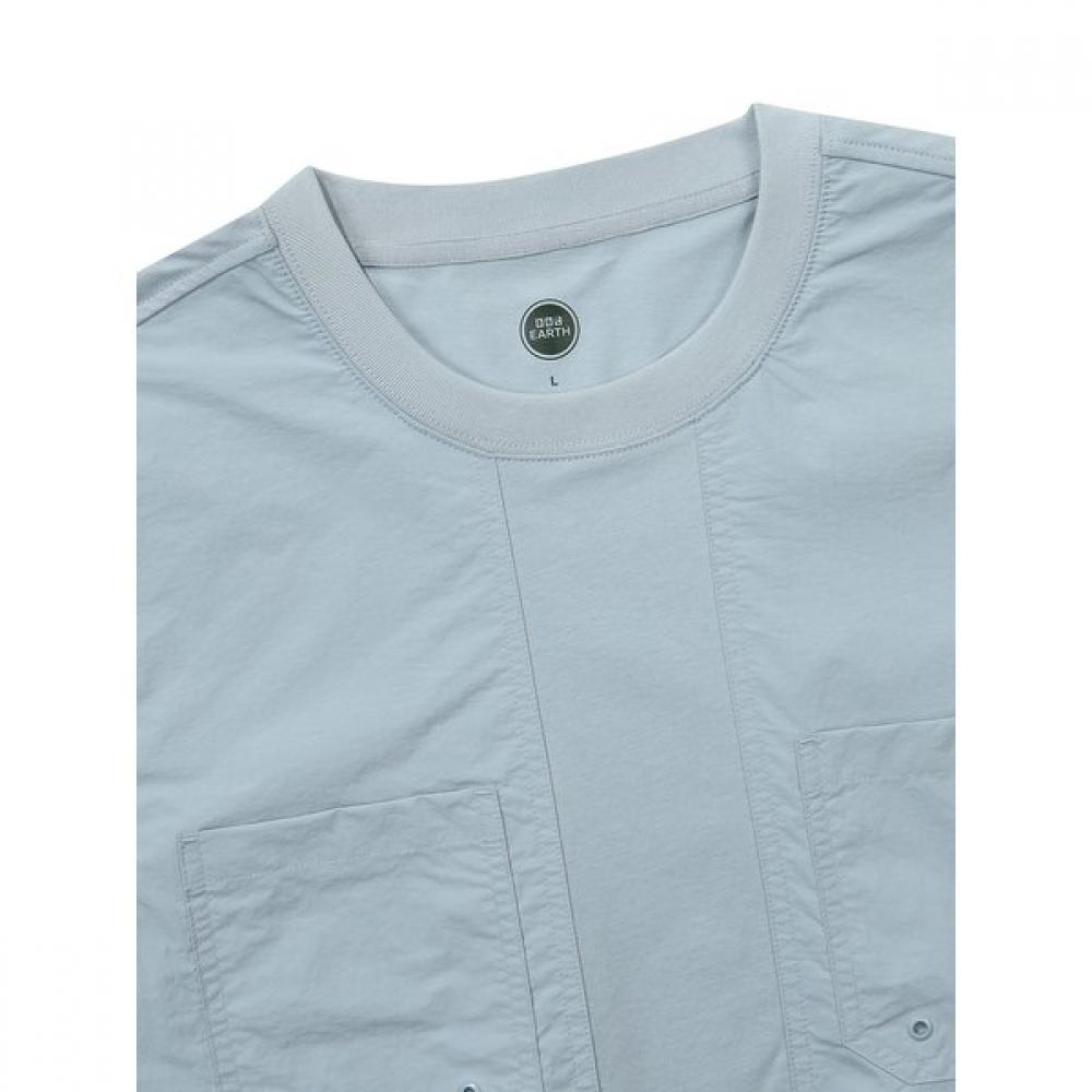 Woven PaTch PockeT ShorT Sleeve T shirT  Blue 