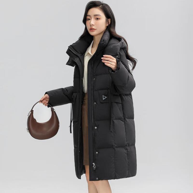 Yaya Women's Mid-Length Hooded Duck Down Puffer Jacket