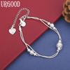 925 Sterling Silver Fashion Side Chain Tassel Bracelet Gift Jewelry