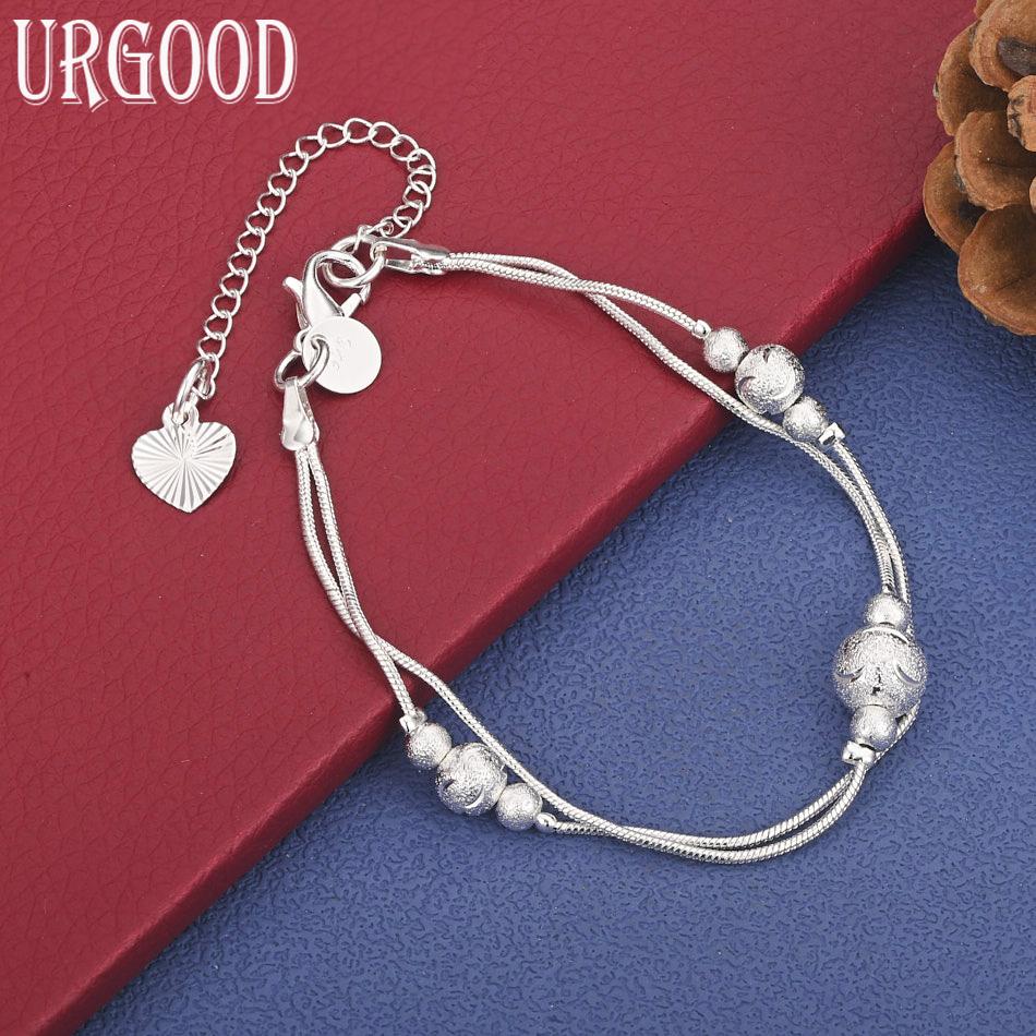 925 Sterling Silver Fashion Side Chain Tassel Bracelet Gift Jewelry