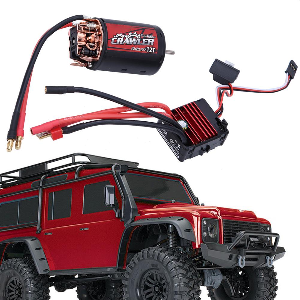 5 Slot 550 Brushed Motor 80A ESC Combo Set RC Car Accessories for 1 10 RC Crawler Car(12t80A )