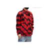 LiNing Plaid Pocket Button Lapel Loose Long Sleeve Shirt Men Tops Red ASHT001-1