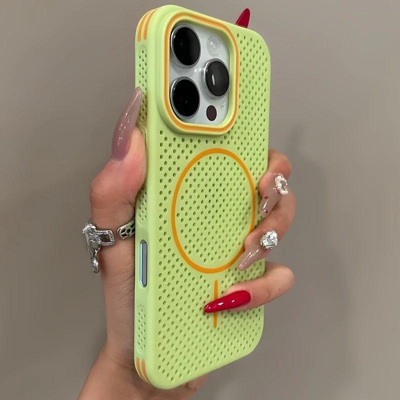 Luxus Magsafe Wärmeableitung Candy Handyhülle Für iPhone 17 16 15 14 13 12 Pro Max 16 Plus 17 Air Magnetischer Stoßfänger Rückseite