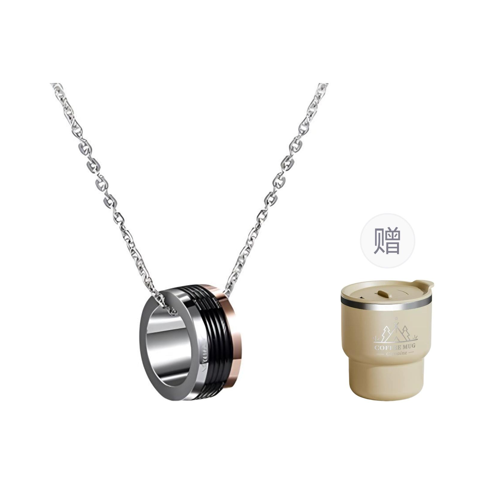 Calvin Klein Wind Transfer Color Block Pendant Three Color Lock Chain True Self Ring Two In One Unisex necklace multi-color LH-KJ7MBN3001 Necklace
