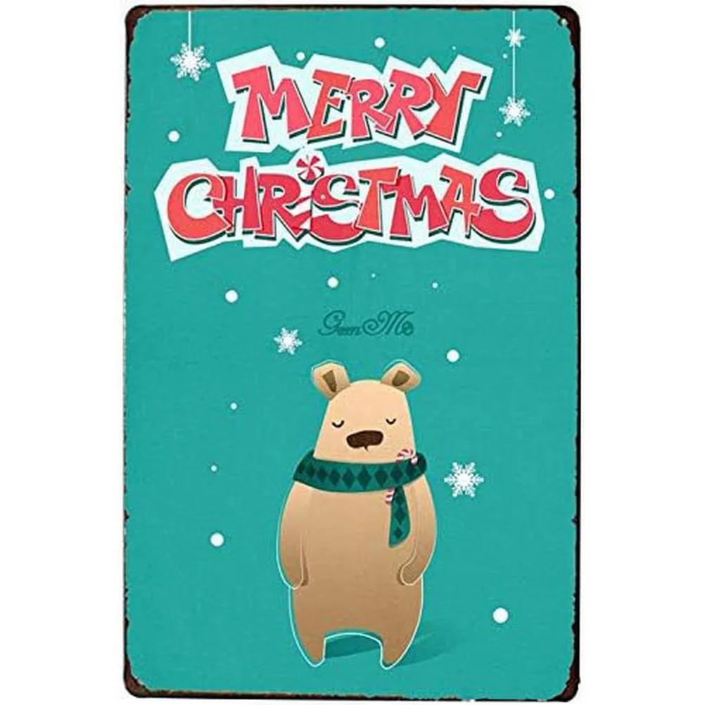 Metal Tin Signs Snow Man Xmas Wall Decoration Plaque Vintage Art Poster Iron Painting for Man Cave Home Cafe Garden Club Bar