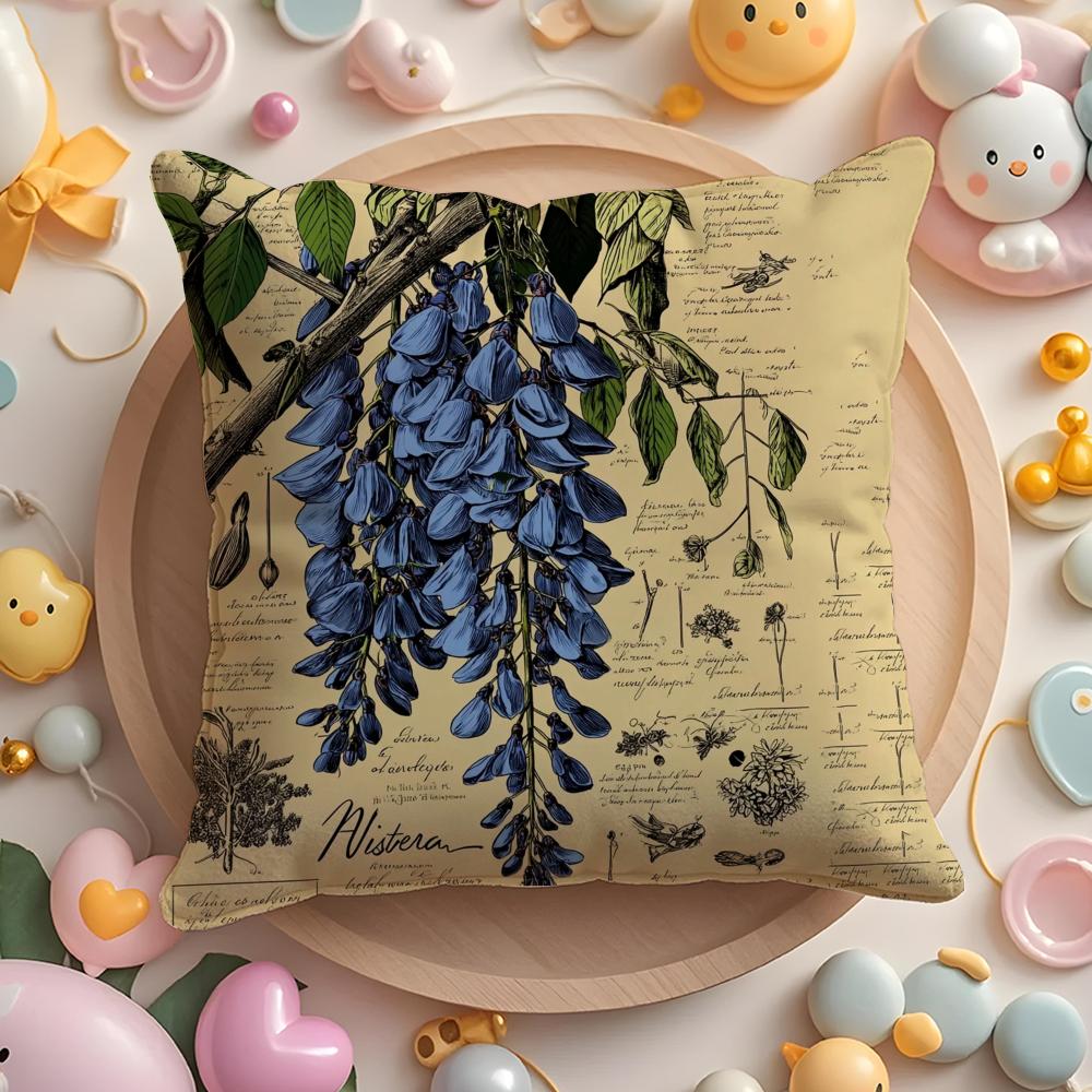 Wisteria Magazine Print Pillow Case Soft Plush Fabric DoubleSided Printed Cushion Cover Warm Winter Sofa Pillow Case