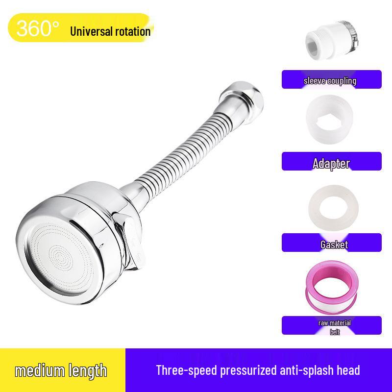 Universal Rotating Kitchen Faucet Extender with Water Saver and Anti-Splash Aerator