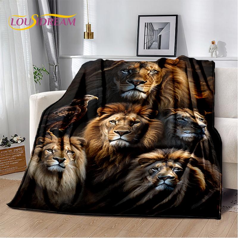 Fierce Tiger Lion Leopard Beast Animal Wildlife Cartoon Blanket,Soft Throw Blanket for Home Bedroom Bed Sofa Picnic Office Cover