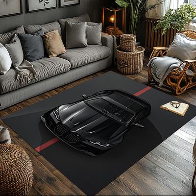 Luxury Black Car Pattern Non-slip Comfortable Carpet Mat for Indoor Outdoor Entrance Office Living Room Bedroom Floor Decor