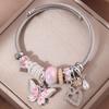 Stylish Diamond Heart & Butterfly Pendant Bracelet with Personality