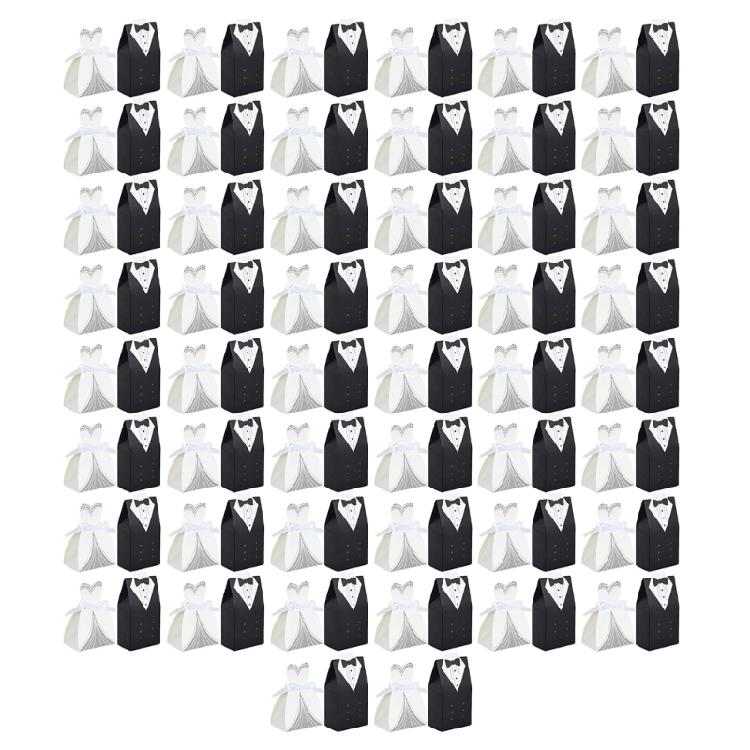 

50Sets Bride And Groom Candy Boxes for Weddings and Gatherings Celebration 1