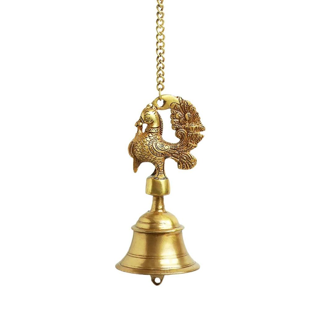Elegant Peacock' Brass Hanging Bells for Pooja Room  |Ghanti Hanging Bells for Home Decoration Brass Bell for Mandir Bell for Pooja Room