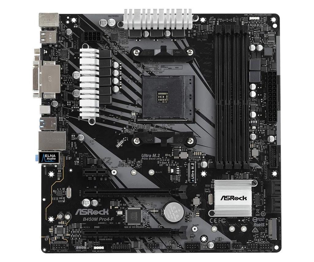 Asrock B450M Socket AMD Promontory Quad Základní deska PRO4-F AM4/ B450/ DDR4/ CrossFireX/ SATA3&USB3.1/ M.2/ A&GbE/MicroATX