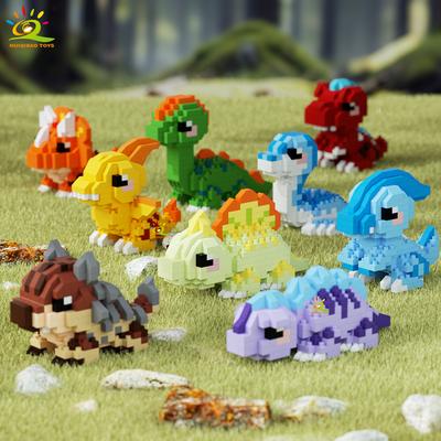 Modello di Dinosauro Colorato MOC Micro Blocchi da Costruzione Triceratopo Tirannosauro Diamante Giocattolo a Mattoncini per Bambini Decorazione Scrivania.