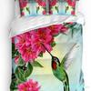 Set Biancheria da Letto Retro 3 Pezzi Colibrì Fiori di Ibisco Copripiumino Federa Bambini Adulti Copripiumino Set Letto Matrimoniale Tessile per la Casa