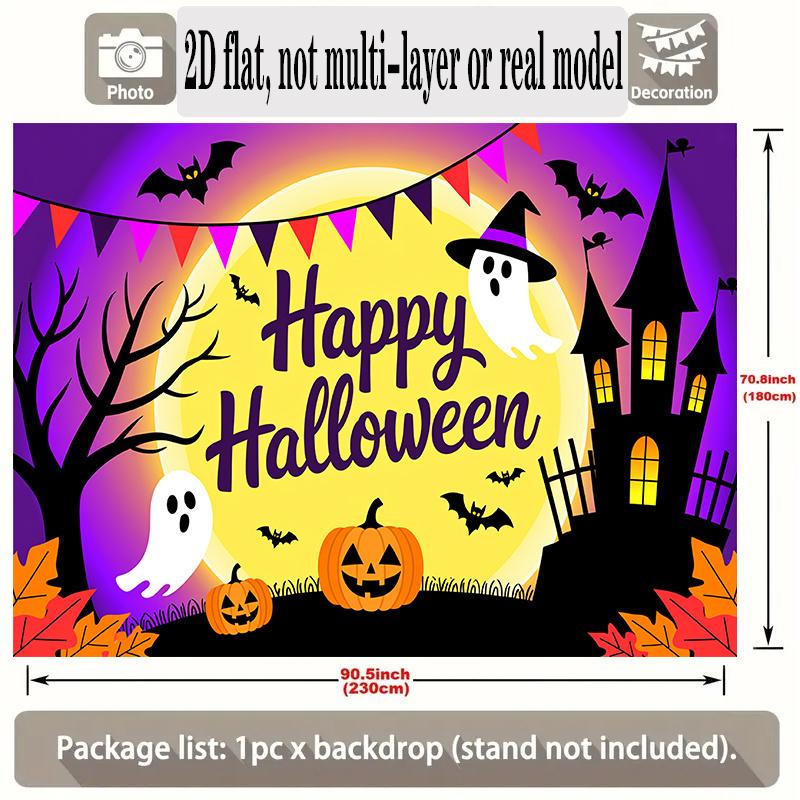 Halloween Backdrop Ghost Pumpkin Castle Polyester Party Wall Decor