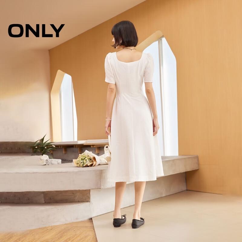ONLY Women's 2025 Autumn Retro Square Neck Bubble Sleeve Mid-length Dress