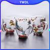 YWDL 1/2 Stück Doppelwandiges Glas mit Henkel Hitzebeständige Tee Kaffeetassen Espresso Milchbecher Geschenk