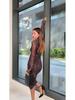 Leopard Print Round Neck Midi Dress with Waist-Cinching Floral Design – Spring Women's New Arrival