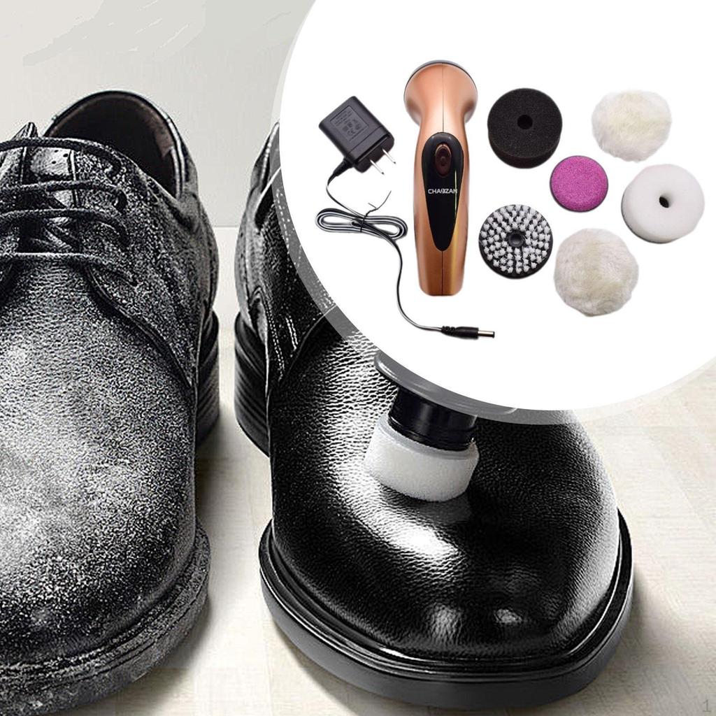 Automatic Electric Shoe Brush Shine Kit Portable, for Bags Leather Shoes