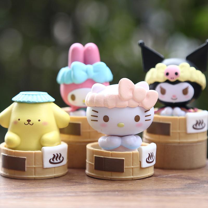 Anime Collectible Figurine Blind Box Bathing Kt Bath Theme Cute Cat Dog Mini Figurine Desktop Decoration Car Decor Cake Topper