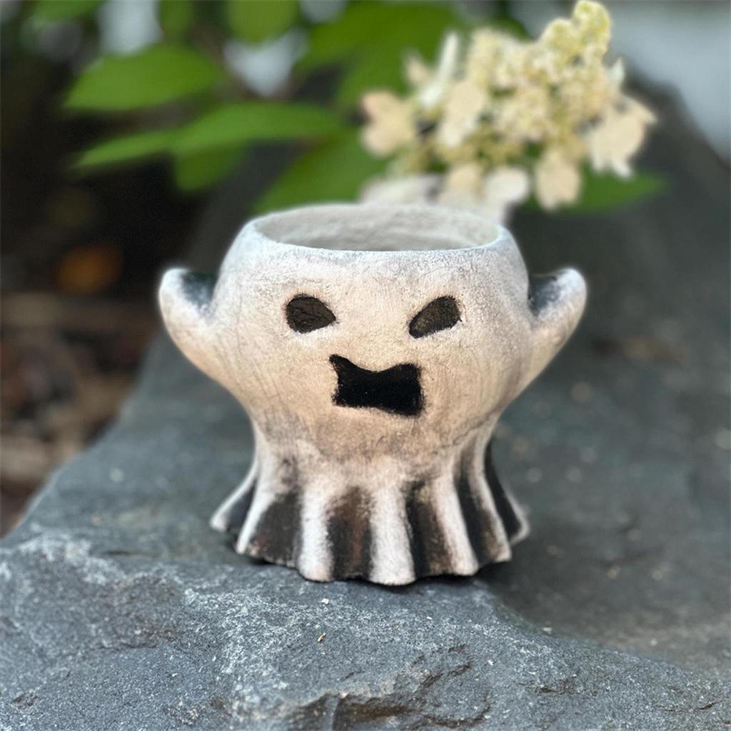 Halloween Decor Ghost Planter Ghost Vase Bucket Horror Theme Spooky Festival Resin Creative Flower Pot For Garden