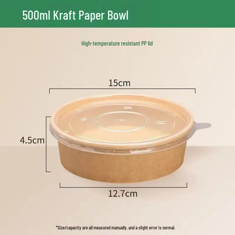 Kraft Paper Disposable Bowl - Ideal for Rice, Salad, Lunch, Takeout, Fast Food, and Fruit.
