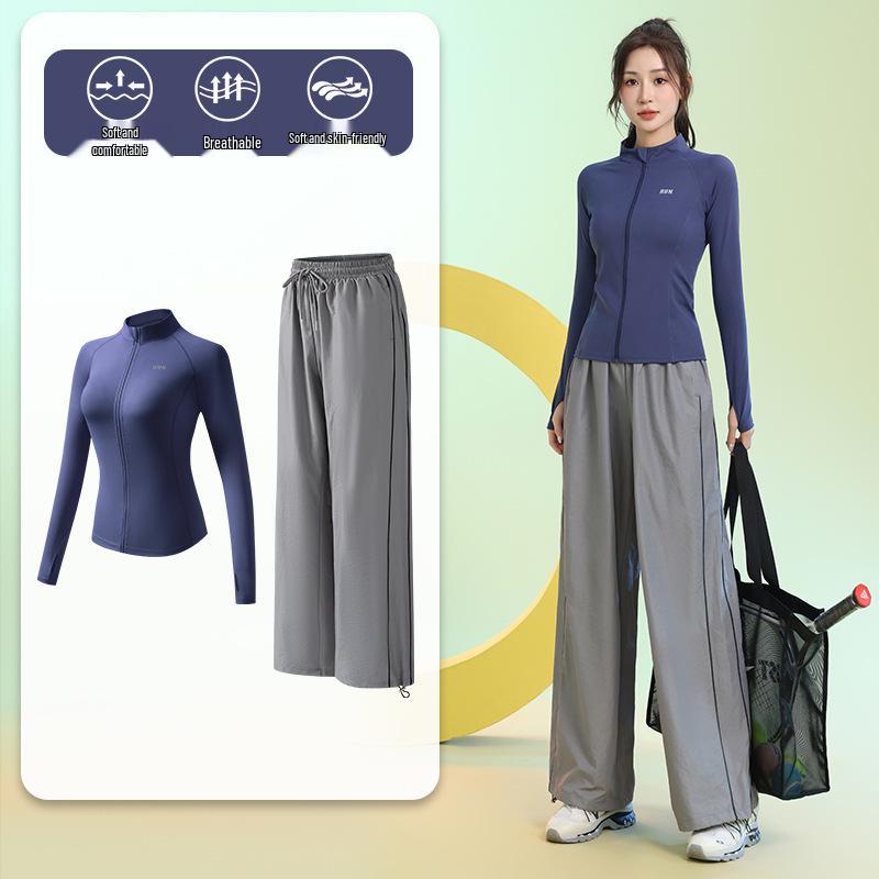 Damen Slim-Fit Atmungsaktiver Badmintonanzug - Herbst/Winter Schnelltrocknendes Sportbekleidungsset mit Reißverschluss und langen Ärmeln