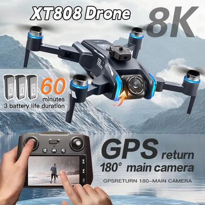 2025 Nový XT808 GPS Dron 4K Profesionální HD Duální Kamera Dron Bezkartáčový Motor 5G WIFI FPV Skládací RC Kvadrokoptéra Vrtulník Hračky