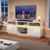 Suporte de TV Grande 160*35*60 cm, Suporte de TV de Tela Plana com Prateleira de Vidro Temperado, Baú com Alto Brilho, Gabinete LED, MDF, Adequado para TV de 60 Polegadas, Branco
