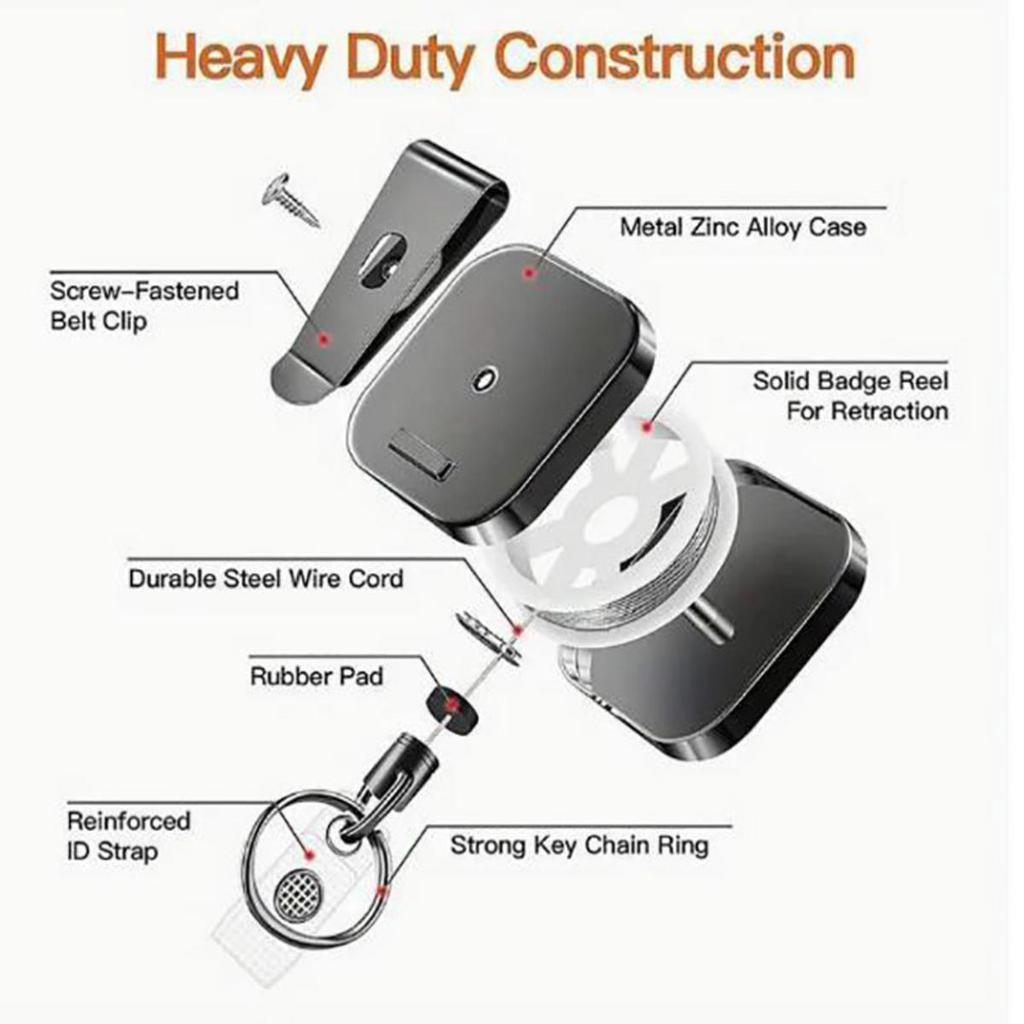 Premium Retractable Badge Reel Id Badge Holder Name Tag Lanyard Pull Keyring Metal Key Ring Belt Clip For Daily Id Carrying Needs
