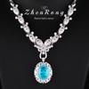 Luxuriöses Neonblau Paraiba Halskette Voller Diamant Hochzeitsfeier Set mit Taubenblutrotem Edelstein Schmuck