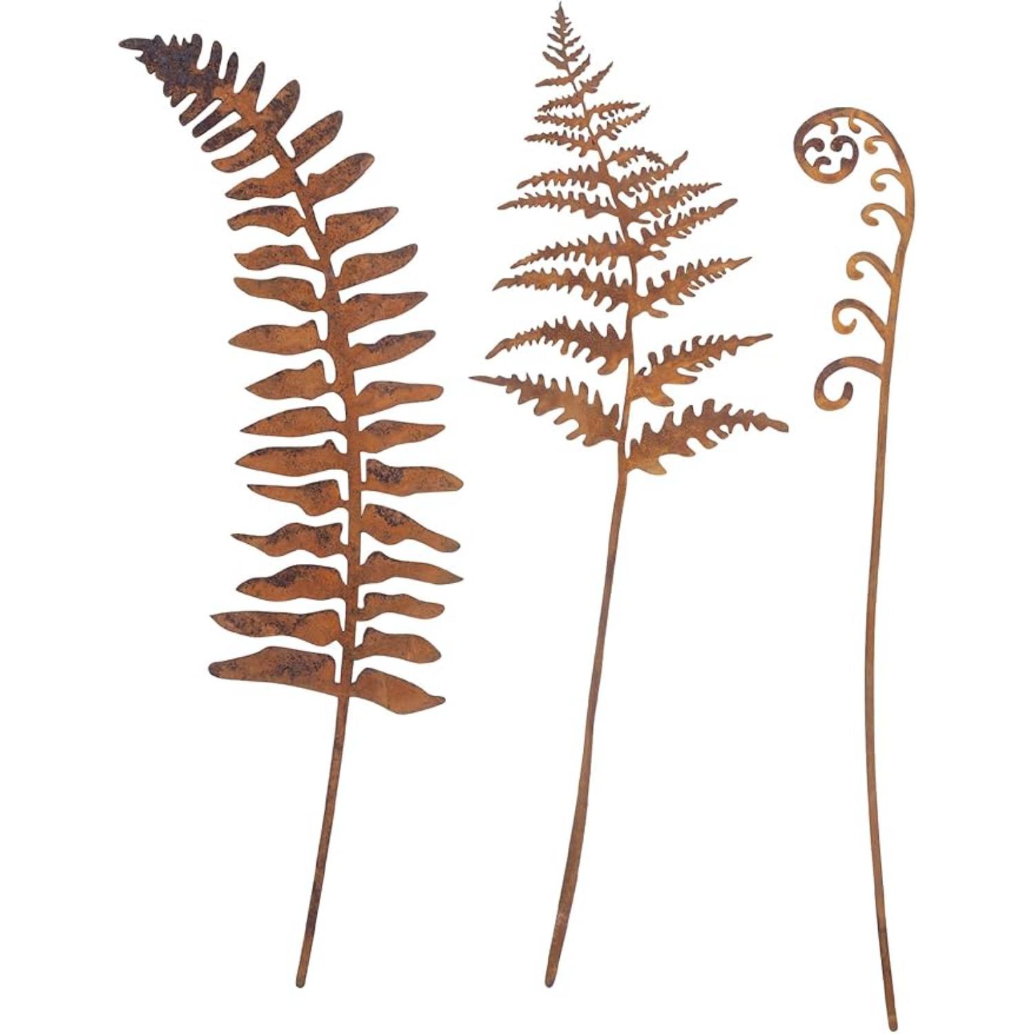 

Набор из 3 металлических колышков в виде листьев папоротника, декоративные колышки в деревенском стиле, ржавый декор в форме растений для сада, дома, двора