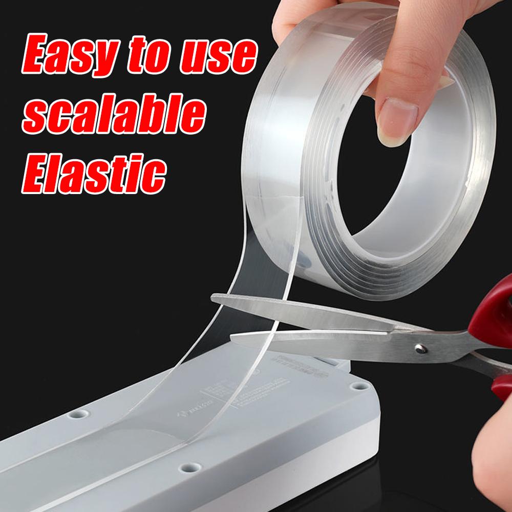 Dubbelhäftande tejp Nanotejp Återanvändbar Vattentät Väggklistermärke Icke-märkande Tvättbar Självhäftande Transparenta Tejper 1/2/3/5 Meter