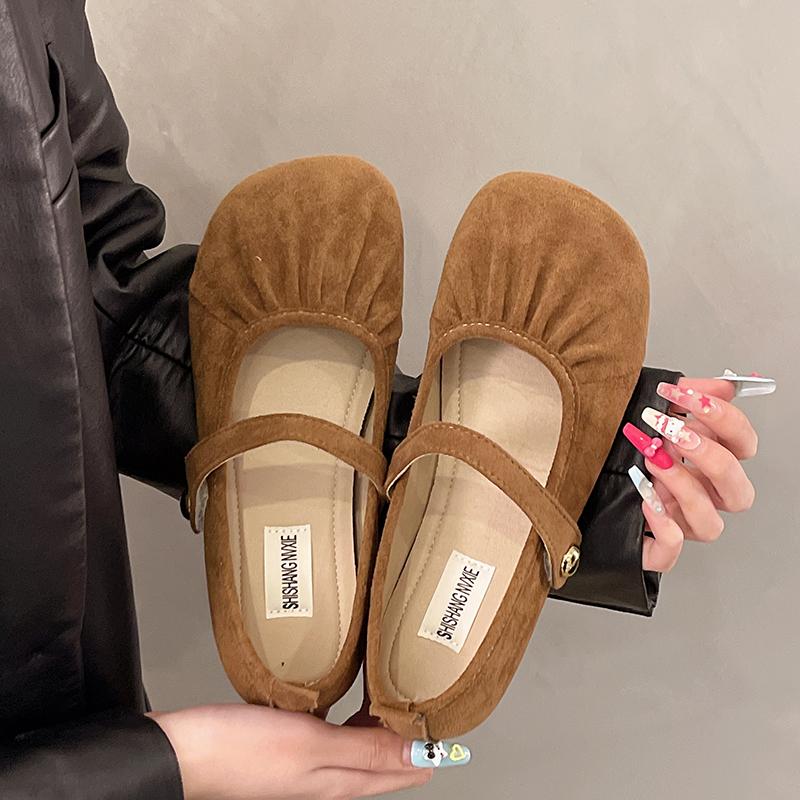 2025 Autumn Women Flat Shoes Fashion Round Toe Shallow Slip On Ladies Red Ballerinas Shoes Soft Flat Heel Mary Jane Shoes