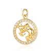 Zodiac Sign Copper Zricon Charm Round Constellation Capricorn Taurus Aries Pendant for Bracelet Necklace Making
