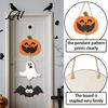 Ghost Festival Celebration Decor Halloween Wooden Hanging Ornament Jack-o'-Lantern Bat 3-Tier String Door Hanger Cute Rustic Pendant for Home