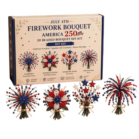 3D Bouquet Beading Kit America 250th Anniversary Beaded Bouquet DIY Kit Flower Bouquet Bead