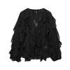 VAYLA Summer Sexy Women's Translucent Ruffles Blouses Fashion V-neck Single Breasted Tierred Causal Tops Beach Style Solid Shirts