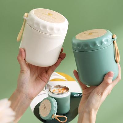 Wood Grain Food Thermal Jar Insulated Soup Cup Thermos Containers Stainless Steel Lunch Box Thermos Keep for School Children