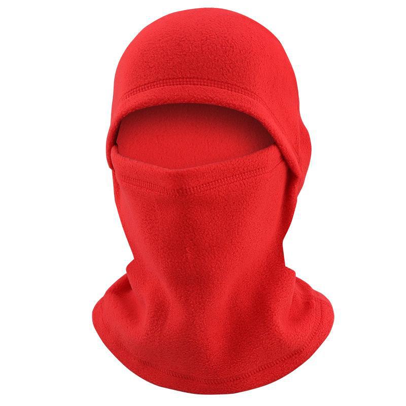

Зимовий флісовий капюшон із захистом для вух - Тепла, вітрозахисна, товста велосипедна маска яскраво-червоного кольору