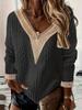 2025 Plus Size Women's V-Neck Knit Sweater: New Solid Color, Long Sleeve for Autumn/Winter, European & American Style