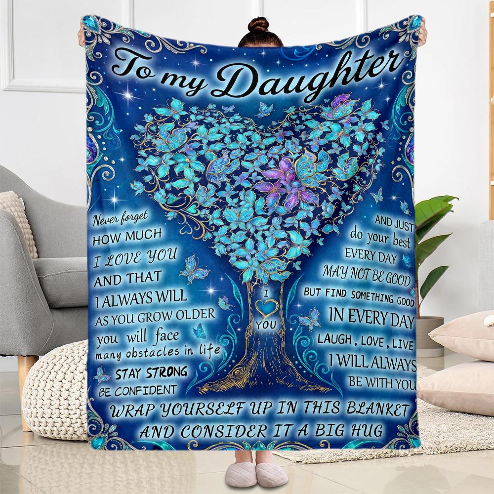 Love Support Daughter Blanket Soft Warm Cozy Great for Picnics Office Bed All-Season Use Modern Perfect Gift for Relatives and Friends