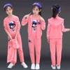 Kids Girls Sports Suit Autumn Children's Hooded Long-Sleeved Jacket + Trousers Two-Piece Casual Student Clothing
