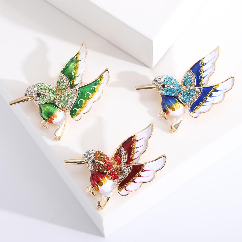 Enamel Bird Brooch for Women Unisex Rhinestone Swallow Pin Sparrow Badge Banquet Party Backpack Gifts Jewelry Accessories