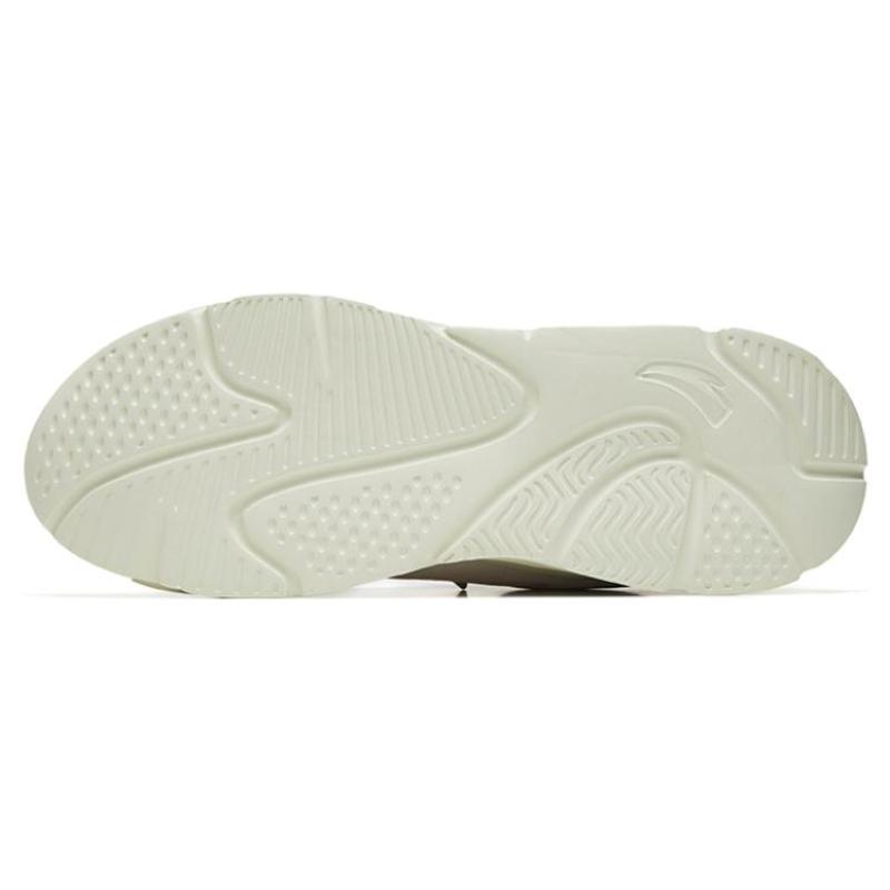 Anta Textile, Synthetic Leather Comfortable Cushioning Breathable Low Top Sports Casual Shoes Men's White Green Sneakers